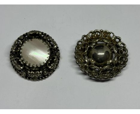 TWO SCARF CLIPS TO INCLUDE A VINTAGE MOTHER OF PEARL AND AN AUSTRIAN