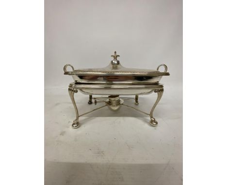 A WILLIAM HUTTON &amp; SONS CROSSED ARROWS SILVER PLATE CHAFING DISH