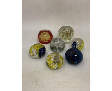 SEVEN VINTAGE PAPERWEIGHTS