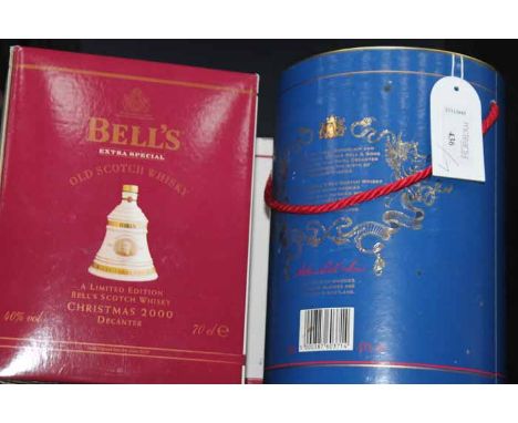 7 BELL'S DECANTERS 
Includes BELL'S PRINCESS EUGENIE BELL
Blended Scotch Whisky in white and blue Wade ceramic decanter. 75cl