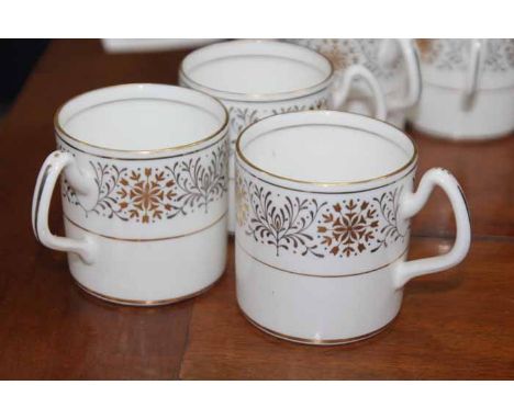 EIGHT COALPORT SPANISH LACE PATTERN COFFEE CANS AND EIGHT SAUCERS 
together with a modern onyx chess set