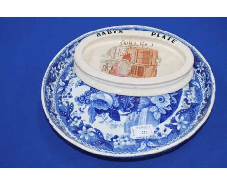 19TH CENTURY BLUE AND WHITE COMPORT
(chipped to base); together with a Carltonware baby's plate 
