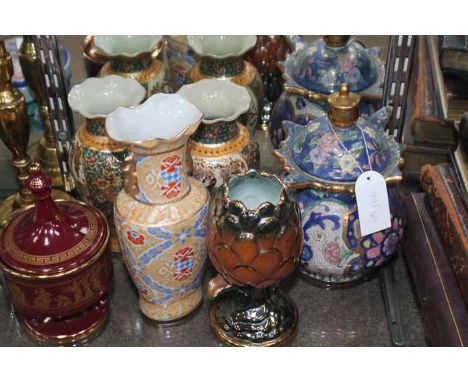 COLLECTION OF MODERN ASIAN-STYLE CERAMICS
including baluster vase with cover, a pair of Chinese vases, etc; together with a l