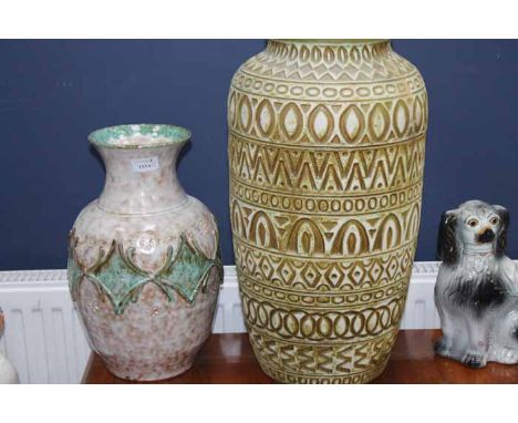 LARGE GERMAN CERAMIC VASE
together with a smaller vase, a wally dog and two footed comports 