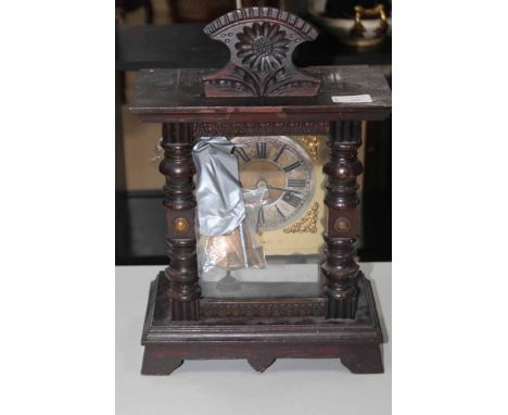 VICTORIAN MANTEL CLOCK WITH BRASS AND SILVERISED DIAL