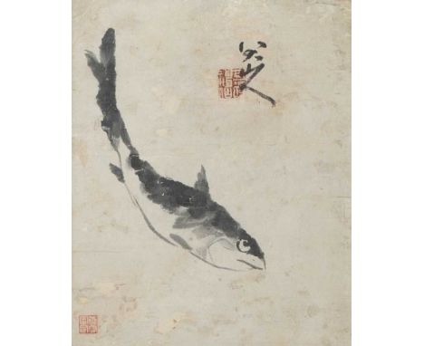 ATTRIBUTED TO BADA SHANREN (QING DYNASTY)A FISHA Chinese painting, ink and colour on paper, signed Bada Shanren, with one art