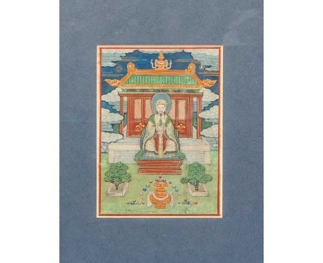 NO RESERVEA CHINESE MINIATURE PAINTING OF THE JADE EMPEROR 18TH CENTURY  Depicting the Daoist Jade Emperor seated enthroned b