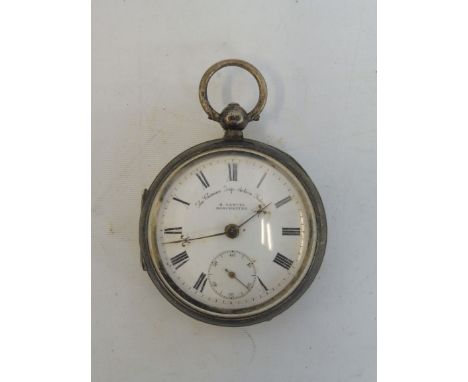 A silver pocket watch, Chester hallmark engraved H. Samuel.