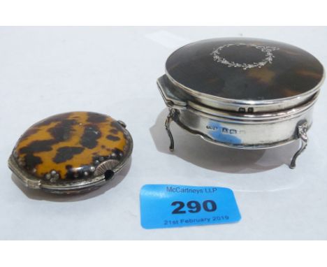 An 18th/19th century silver and tortoiseshell pair watch case probably Turkish, (losses); together with a George V silver and