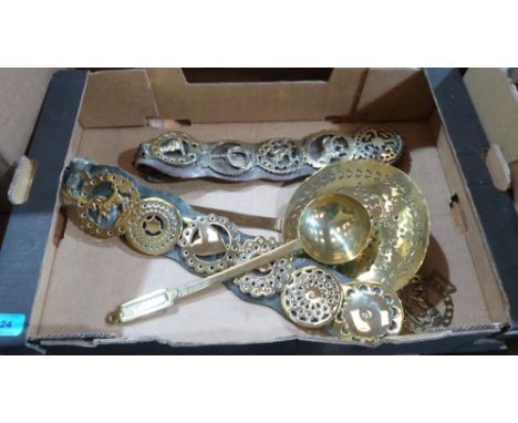 Two martingales, a brass skimmer and a brass ladle