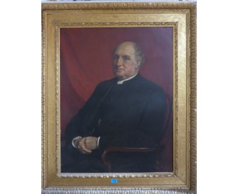 JOHN MALER COLLIER O.B.E.; R.P; R.O.I. BRITISH 1850-1934 Portrait of the Rev. Henry Miles, he half length and seated in an el