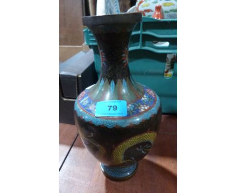 A Japanese cloisonne enamel vase. 10½' high. Dents, damage