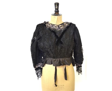 A Victorian lace and beaded boned bodice, A Valentino, Swimwear, Italy beach cover-up, a 1980s Marco Fellini black cotton and