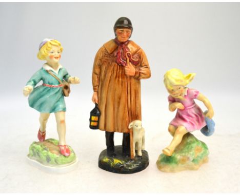 Two Royal Worcester figures - 'Thursday's Child has far to go' and 'March' to/w Royal Doulton figure 'The Shepherd', HN1975 (