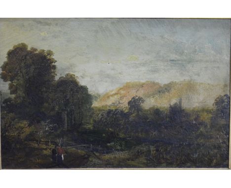 Copley Fielding (1787-1855) - Two landscape views with figures, one oil on canvas, the other oil on panel, 15 x 22.5 cm (2) C