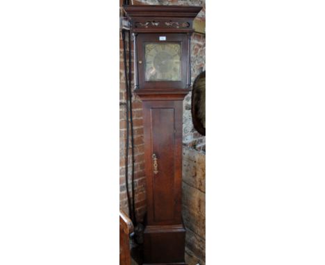 Peter Bower, Redlynch, an 18th century oak longcase clock, the 30 hour movement with 25 cm square brass dial with single hand