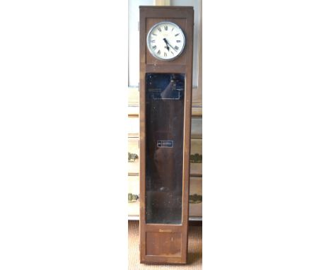 A Dictograph clock in walnut case, 160 cm high x 30.5 cm wide x 15 cm deep