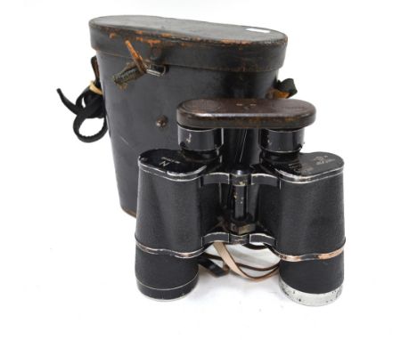 Carl Zeiss, a pair of World War II Third Reich Kriegsmarine binoculars with original bakelite twin lens cover, the body stamp