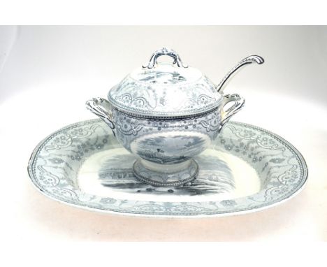 A Copeland oval tureen stand, 54 cm diameter, with Victorian registration mark; together with a circular tureen, cover and la