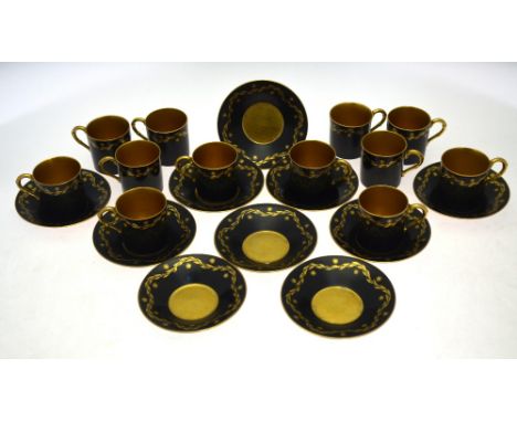 A set of twelve Royal Worcester coffee cans and saucers, the saucers 11cm diameter (24) Condition Report The damage includes 
