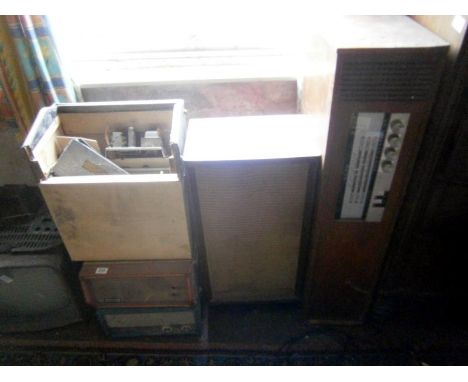 3 portable record players, speaker & radiogram