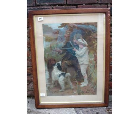 A framed and glazed print entitled 'The First Shot'