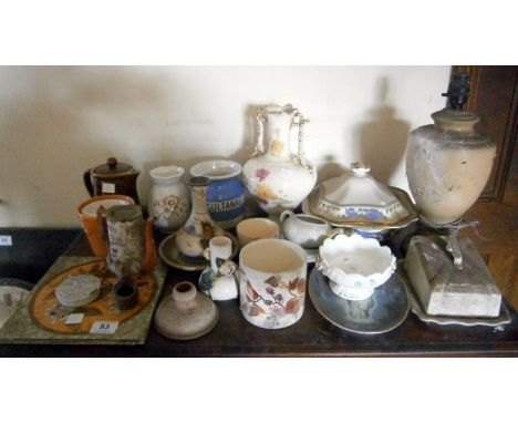 A large quantity of china, pot lid & Doulton tile etc.