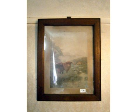 A framed & glazed cattle print
