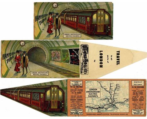 London Underground Electric Railways 1907 advertising CARD with MAP, one of a series usually featuring different stations but