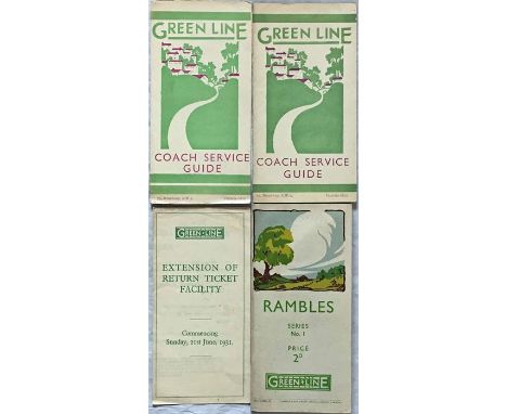 Green Line Coaches Ltd items comprising folding card COACH SERVICE GUIDES dated 10-3-31 & 27-4-31, LEAFLET re Extension of Re
