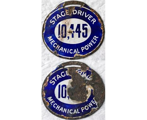 London bus driver's ENAMEL LICENCE BADGE 'MECHANICAL POWER' issued in the first years of the 20th century when distinction ne