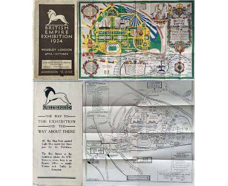 1924 British Empire Exhibition at Wembley items comprising the official fold-out PLAN & MAP designed by Kennedy North in a st