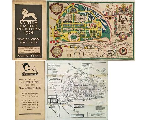 1924 British Empire Exhibition at Wembley items comprising the official fold-out PLAN & MAP designed by Kennedy North in a st