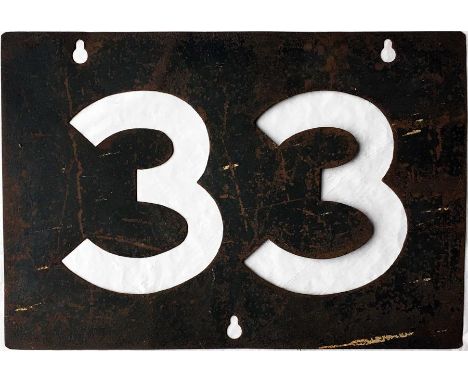 London County Council Tramways ROUTE NUMBER STENCIL for Kingsway Subway service 33 which ran from West Norwood to Manor House