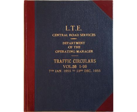Officially bound volume of London Transport Central Road Services (Central Buses) TRAFFIC CIRCULARS for the year 1955, comple