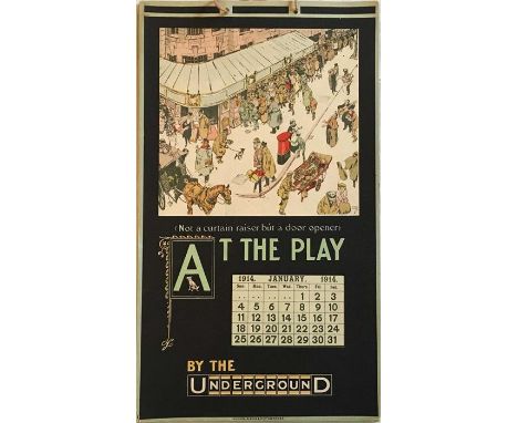 1914 official London Underground WALL CALENDAR with a page for each month, each featuring a reproduction of one of the 1912-1