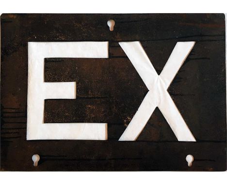 London Transport Tramways ROUTE NUMBER STENCIL 'EX' for 'Extra'. These were used on cars providing relief services, usually d