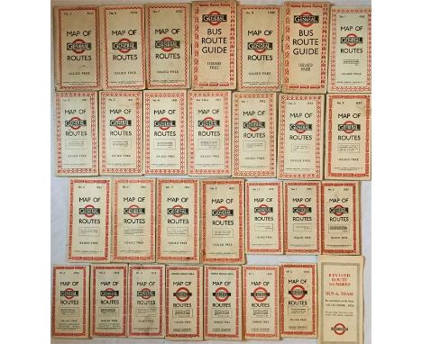 Quantity of London General Omnibus Co/LPTB BUS POCKET MAPS dated from No 3, 1930 to No 2, 1934. No obvious duplication. Plus 