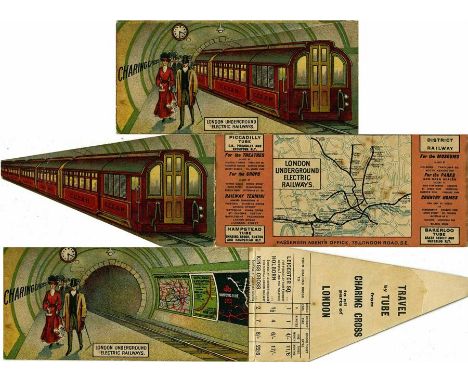 1907 London Underground Electric Railways advertising CARD with MAP, one of a series featuring different stations, in this ca