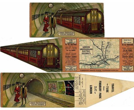 1907 London Underground Electric Railways advertising CARD with MAP, one of a series featuring different stations, in this ca