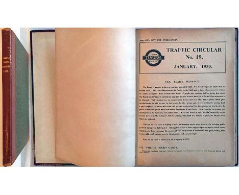 Officially bound volume of London Transport Tramways TRAFFIC CIRCULARS for the year 1935. Some wear to the cover, the content