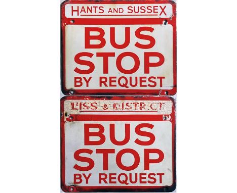 Double-sided enamel BUS STOP FLAG for Hants & Sussex 'by request'. Style suggests 1950s/60s vintage. The operator name on one