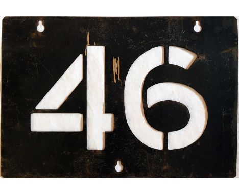London Transport Tramways ROUTE NUMBER STENCIL for route 46 which ran from Southwark Bridge to Woolwich . Measuring 22" x 15"