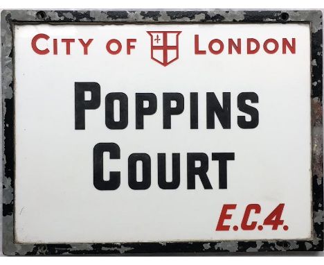 A City of London STREET SIGN from Poppins Court, EC4, a small thoroughfare off Fleet St in London's former newspaper district