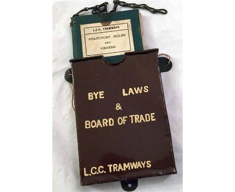 LCC Tramways METAL CONTAINER 'Bye Laws & Board of Trade' containing a 1929 issue of the BOOKLET 'Statutory Rules & Orders' 19