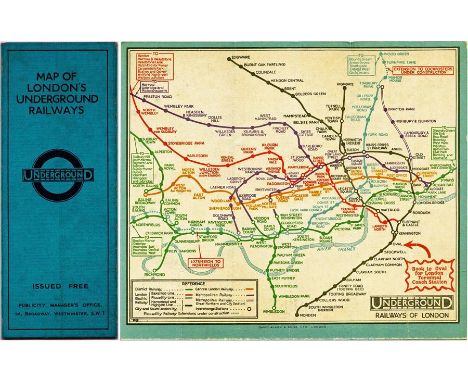 London Underground linen-card POCKET MAP from the Stingemore-designed series of 1925-32. This is a special edition of the c19