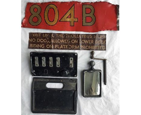 London Transport Trolleybus ITEMS comprising the FLEETNUMBER PANEL cut out from the side of East Lancs re-bodied H1 class 804