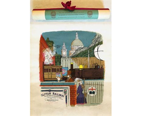 Original colour LITHOGRAPH by William Fenton ARCA specially commissioned by London Transport to commemorate the Centenary of 