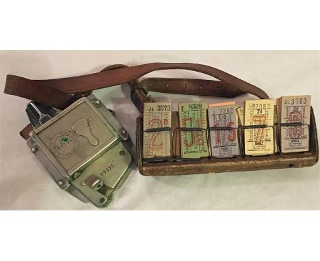 Bell Punch TICKET MACHINE serial 69332 complete with backing plate and strap. Machine punches and rings. Plus a 10-position w