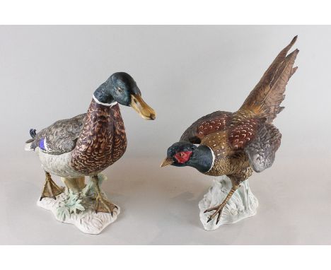 Goebel, a matt porcelain model of a mallard duck, 34cm, and another of a pheasant (a/f), 48cm